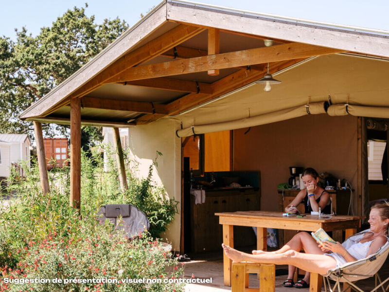 Cabane Cotton Toilée 35m² (3 chambres) + TV + Terrasse couverte